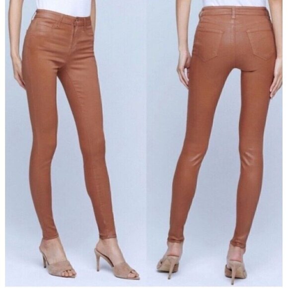 L'AGENCE Denim - L'AGENCE Women's Sz 26 Marguerite Java Coated (Brown) High Rise Skinny Jeans